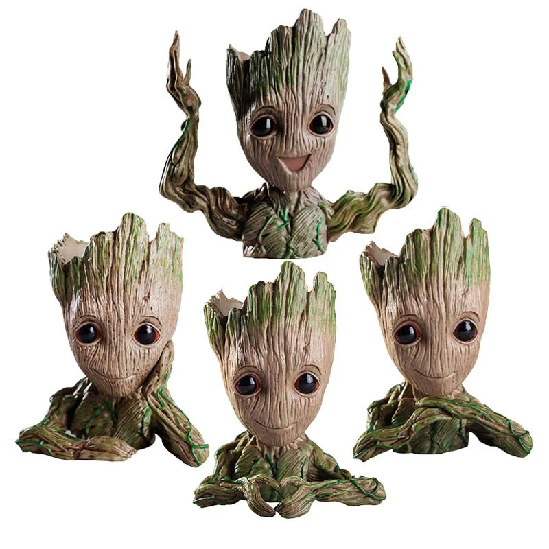 Fashion Handicrafts Anime Action Groot Character Multifunction Plants Flower Pot Pen Holder Storage Organizer Home Decor Crafts