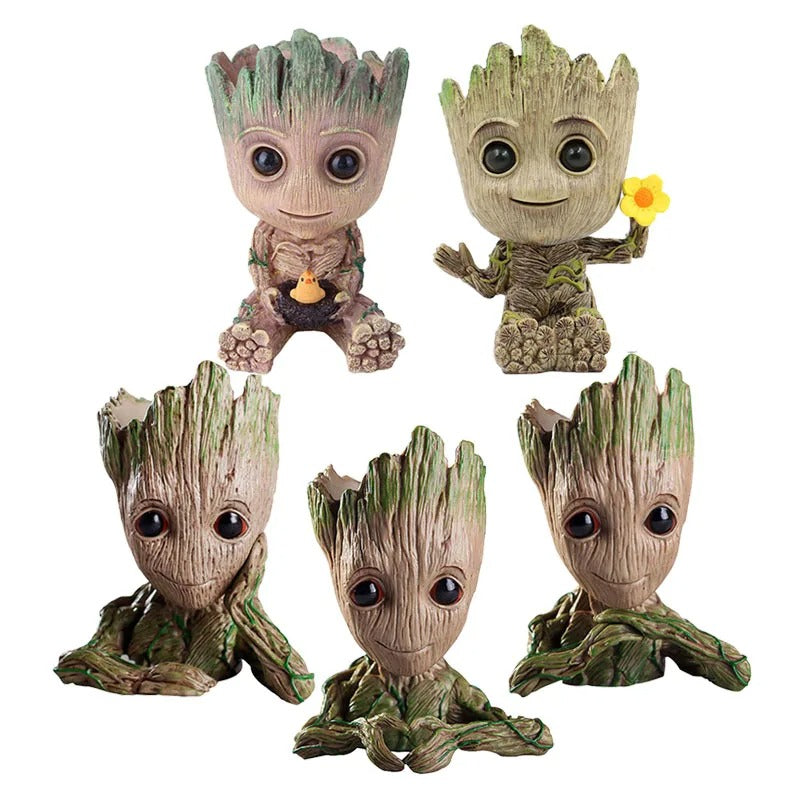 Fashion Handicrafts Anime Action Groot Character Multifunction Plants Flower Pot Pen Holder Storage Organizer Home Decor Crafts
