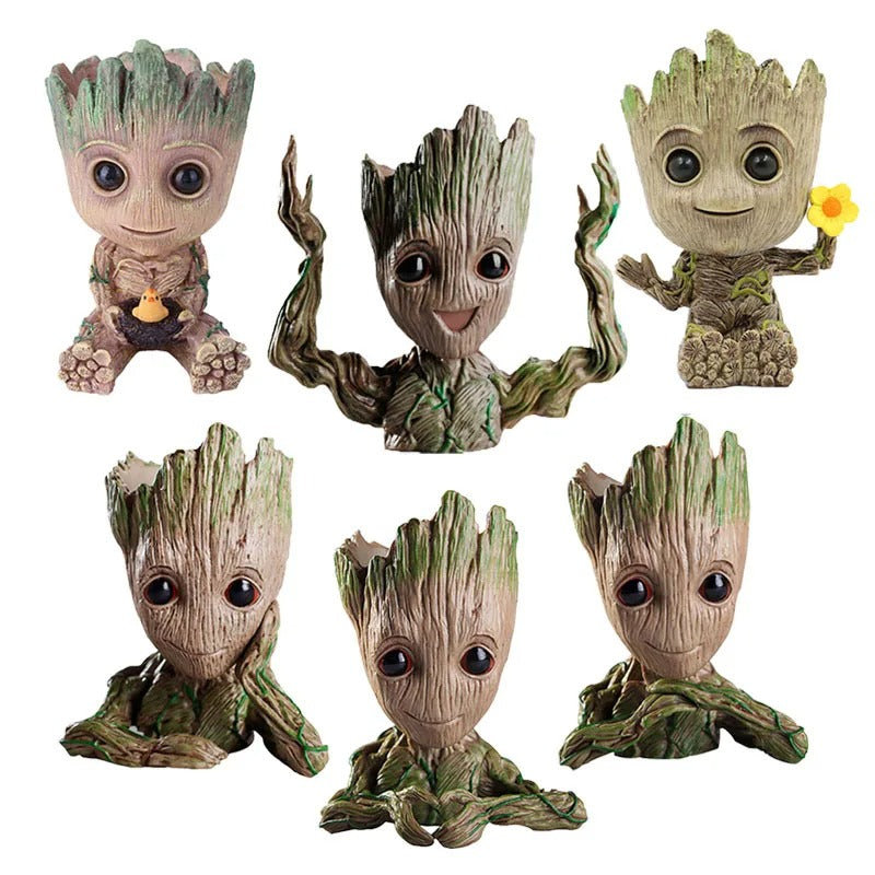 Fashion Handicrafts Anime Action Groot Character Multifunction Plants Flower Pot Pen Holder Storage Organizer Home Decor Crafts