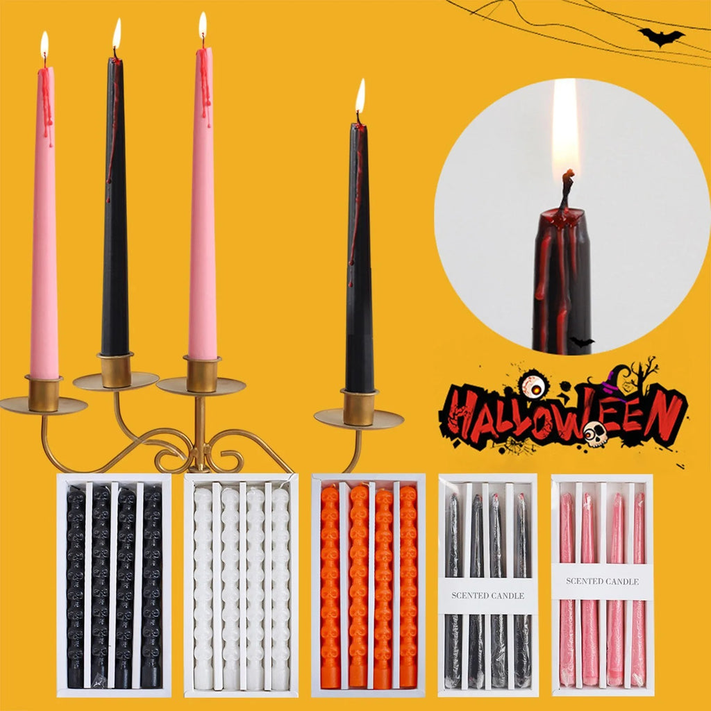 4 Pack Vampire Tears Taper Candles 9.84inch Horror Blood Drop Candle Set For Halloween Party Gothic Home Decor Ornaments