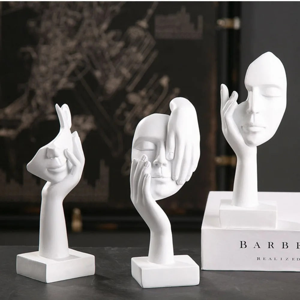 Nordic Resin Abstract Statue Desktop Ornaments Sculpture Figurines Face Character Light Luxury Art Crafts Office Home Decor