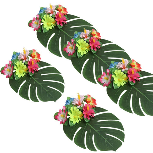12pcs Tropical Palm Leaves Artifici Leaf Decor Wedding Decoration Green Jungle Plant Leaf Hawaiian Luau Home Party Decoration