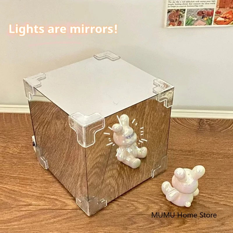 DIY Tulip Mirror Cube Lamp LED Night Light Mirror Table Lamps for Girlfriend Couple Girlfriends Table Lamps Bedroom Decoration