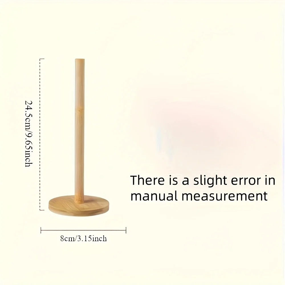 Bamboo Paper Towel Holder Wooden Dispenser Round Countertop Stand Kitchen Bathroom Organization Jewelry Accessories Storage Rack