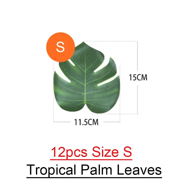 12pcs Tropical Palm Leaves Artifici Leaf Decor Wedding Decoration Green Jungle Plant Leaf Hawaiian Luau Home Party Decoration