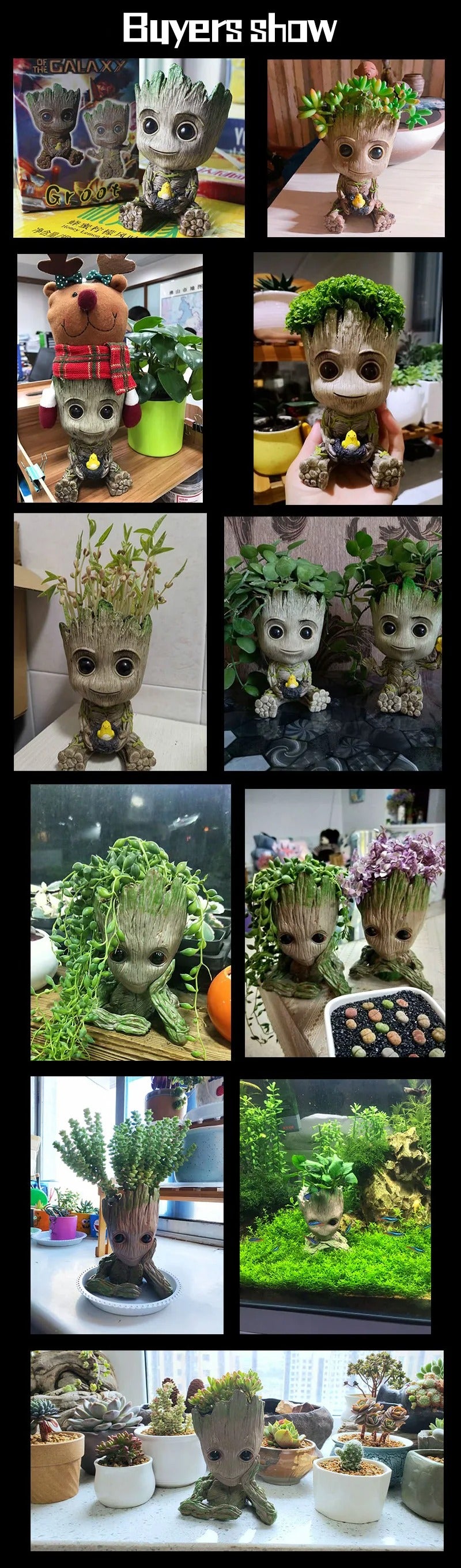 Fashion Handicrafts Anime Action Groot Character Multifunction Plants Flower Pot Pen Holder Storage Organizer Home Decor Crafts