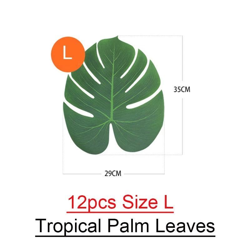 12pcs Tropical Palm Leaves Artifici Leaf Decor Wedding Decoration Green Jungle Plant Leaf Hawaiian Luau Home Party Decoration